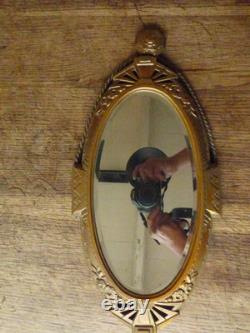 Superb oval bronze mirror in Art Deco style + its bronze hook