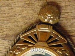 Superb oval bronze mirror in Art Deco style + its bronze hook