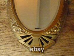 Superb oval bronze mirror in Art Deco style + its bronze hook