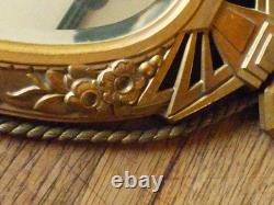 Superb oval bronze mirror in Art Deco style + its bronze hook