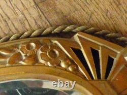 Superb oval bronze mirror in Art Deco style + its bronze hook