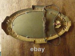 Superb oval bronze mirror in Art Deco style + its bronze hook