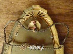 Superb oval bronze mirror in Art Deco style + its bronze hook