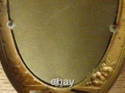Superb oval bronze mirror in Art Deco style + its bronze hook