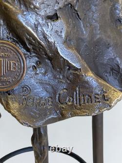 Superb set of 3 bronze sculptures signed Collinet Art Deco style 2