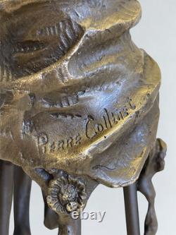 Superb set of 3 bronze sculptures signed Collinet Art Deco style 2