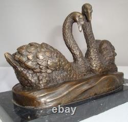 Swan Bird Animal Sculpture in Art Deco and Art Nouveau Style Bronze