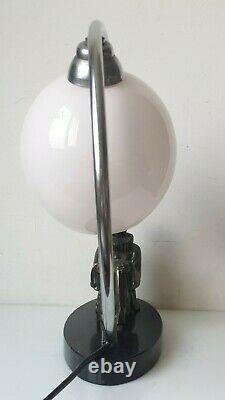 Table Lamp Regulated Pierrot Moon Glass Bronze Marble Light Luminaire Vintage