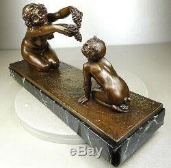 The 1910/1920 Alliot Rare Statue Sculpture Art Deco Bronze Nymph Female Nude Satyr