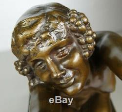The 1910/1920 Alliot Rare Statue Sculpture Art Deco Bronze Nymph Female Nude Satyr