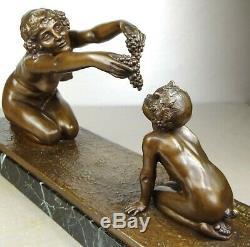 The 1910/1920 Alliot Rare Statue Sculpture Art Deco Bronze Nymph Female Nude Satyr