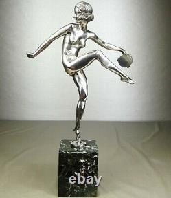 The 1920/1930 P Faguays Grd Statue Sculpture Art Deco Bronze Dancer Naked Argente