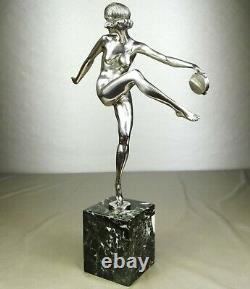 The 1920/1930 P Faguays Grd Statue Sculpture Art Deco Bronze Dancer Naked Argente