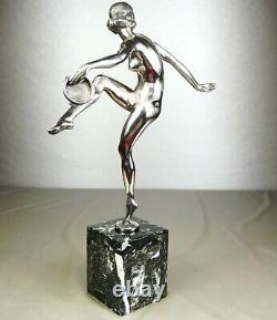 The 1920/1930 P Faguays Grd Statue Sculpture Art Deco Bronze Dancer Naked Argente