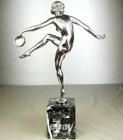 The 1920/1930 P Faguays Grd Statue Sculpture Art Deco Bronze Dancer Naked Argente