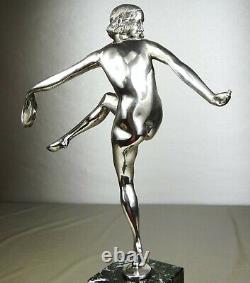 The 1920/1930 P Faguays Grd Statue Sculpture Art Deco Bronze Dancer Naked Argente