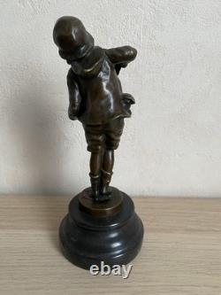 The Accordionist, patinated bronze subject with stamp