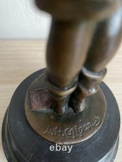 The Accordionist, patinated bronze subject with stamp