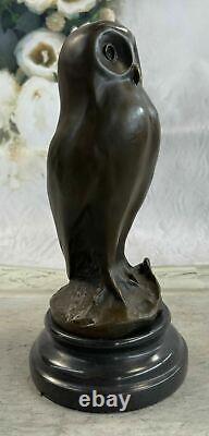 The Chouette Art Deco, Beautiful Bronze Statue Sculpture On Marble Real