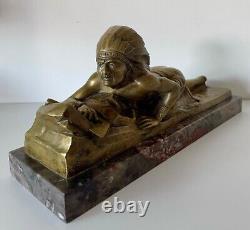 The Indian, Art Deco Bronze Sculpture Signed by Guido