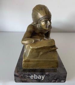 The Indian, Art Deco Bronze Sculpture Signed by Guido