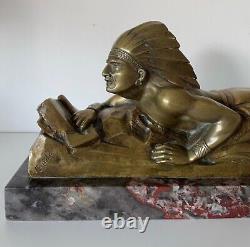 The Indian, Art Deco Bronze Sculpture Signed by Guido