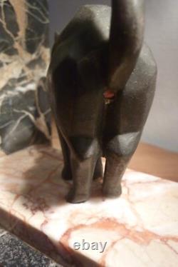 Three Beautiful Art Deco Cat Bookends on Marble