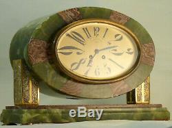 Topping From Fireplace In Art Deco Onyx And Bronze Pendulum Clock Reloj Uhr