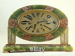 Topping From Fireplace In Art Deco Onyx And Bronze Pendulum Clock Reloj Uhr
