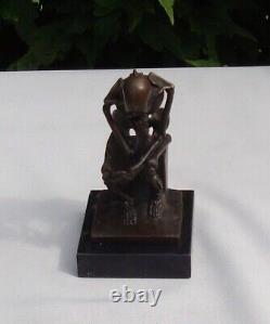Translate this title in English: Statue Sculpture The Thinker Skeleton Art Deco Style Art Nouveau Bronze