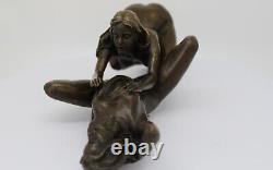 Translation: Solid Bronze Art Deco Style Art Nouveau Style Sexy Woman Nude Statue Sculpture