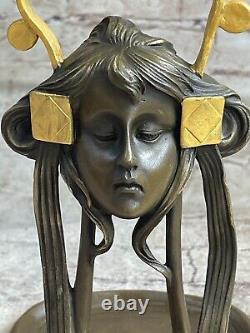 True 100% Bronze Art Deco Jewellery Plateau Gild Gold Skate Statue Nr