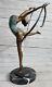 True Bronze Art Deco Brown And Green Patina Limited Edition Gymnast Statue