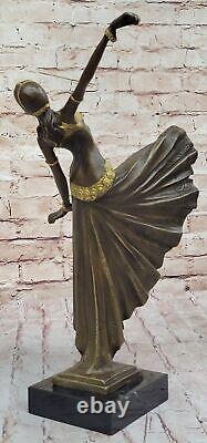 True Bronze Dancer Sculpture Detailed Art Deco Home Decoration Sale