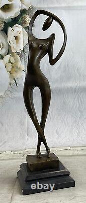 True Bronze On Marble Art Deco Base Figure Nude Female Figurative Statue