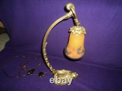 Tulip Pate Glass Lamp Bronze Foot Art Deco/new 1900 Era Daum Muller
