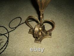 Tulip Pate Glass Lamp Bronze Foot Art Deco/new 1900 Era Daum Muller