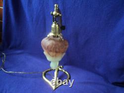 Tulip Pate Glass Lamp Bronze Foot Art Deco/new 1900 Era Daum Muller