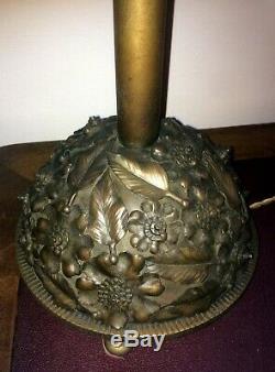 Unique Lamp Art-deco Bronze Signed Carion Dome Pte Glass Signed Schneider