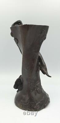 Vase sculpture Suzanne Bizard fairy nymph bronze Art Deco 1930 art cast iron