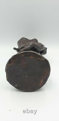 Vase sculpture Suzanne Bizard fairy nymph bronze Art Deco 1930 art cast iron