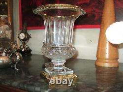 Very Beautiful Medici Vase In Crystal And Bronze 29.5 Cm, St Louisval Saint Lambert