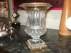 Very Beautiful Medici Vase In Crystal And Bronze 29.5 Cm, St Louisval Saint Lambert