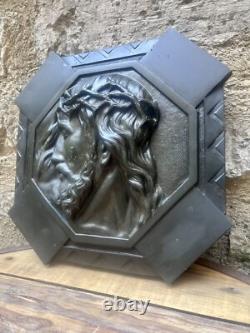 Very Rare Art Deco Bronze Medal Plaque JESUS CHRIST by A. Dubois
