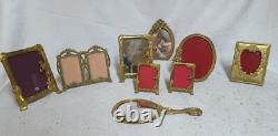 Very beautiful set of photo frames and rare art deco style mirror, in bronze