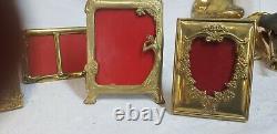 Very beautiful set of photo frames and rare art deco style mirror, in bronze
