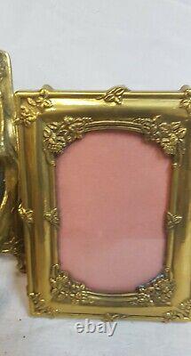 Very beautiful set of photo frames and rare art deco style mirror, in bronze