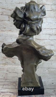 Victorian Female Chair Bust Art Nouveau Deco Bronze Marble Sculpture Figurine