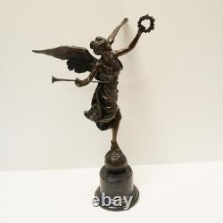Victory Statue Sculpture, Art Deco / Art Nouveau Style, Solid Bronze, Signed