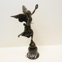 Victory Statue Sculpture, Art Deco / Art Nouveau Style, Solid Bronze, Signed